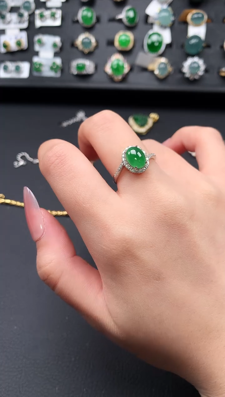 【闪购商品】翡翠戒指银S925镶嵌51241