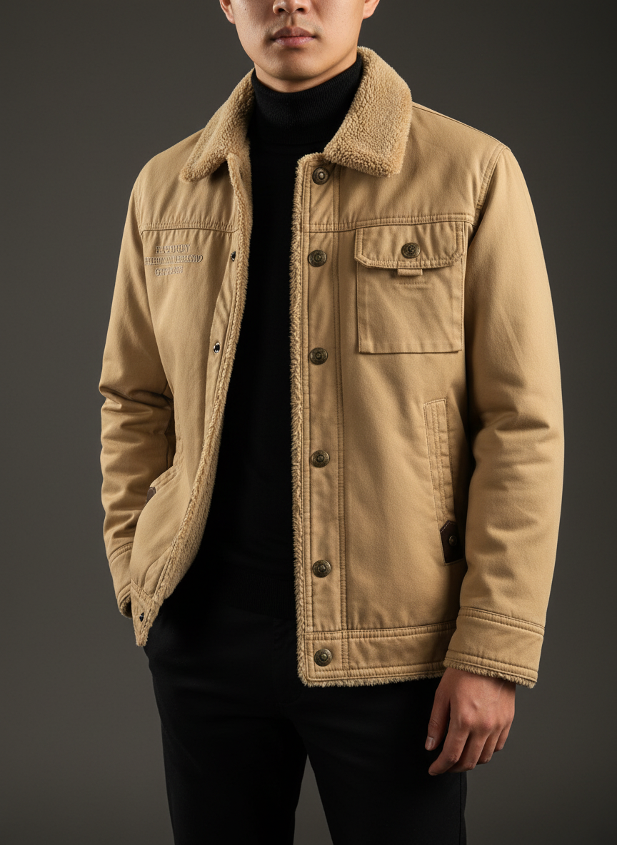 男士冬季棉衣新款纯棉翻领棉服加绒加厚工装外套R3166