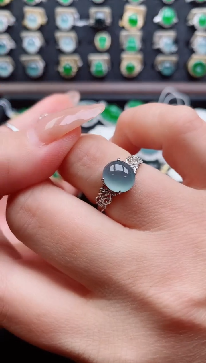 银S925镶嵌戒指翡翠1