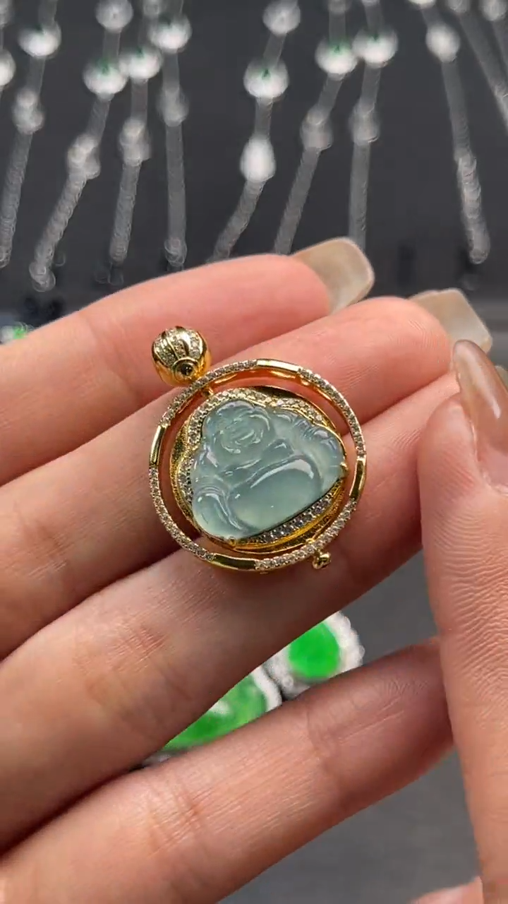 【闪购商品】翡翠吊坠(不含链)银S925镶嵌佛公吊坠