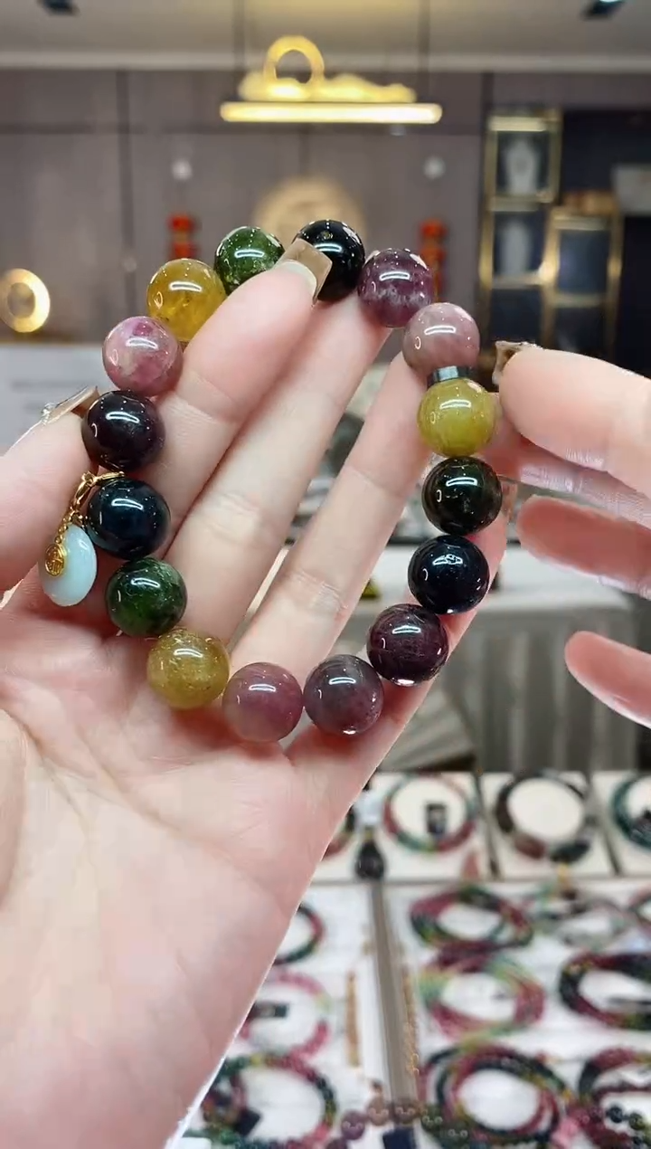 【闪购商品】碧玺单圈手串12mm+未镶嵌一物一证dan