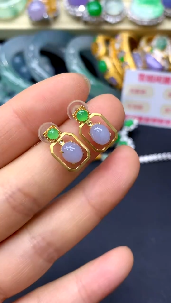 18K金镶嵌翡翠耳饰219-中国好珍宝