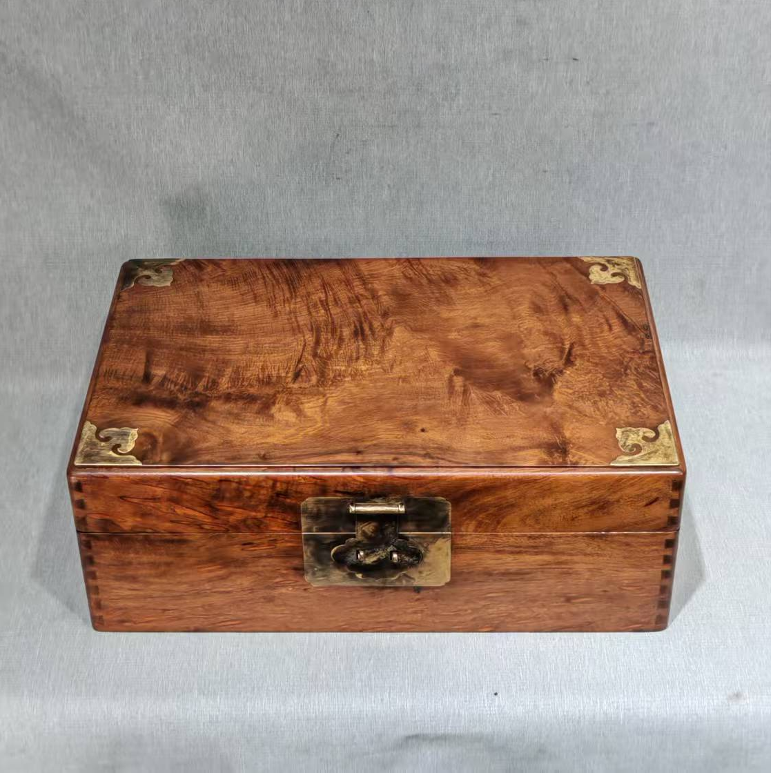 徽韵创意中式淘木收纳箱木质复古手工储物箱子长方形收纳盒带锁