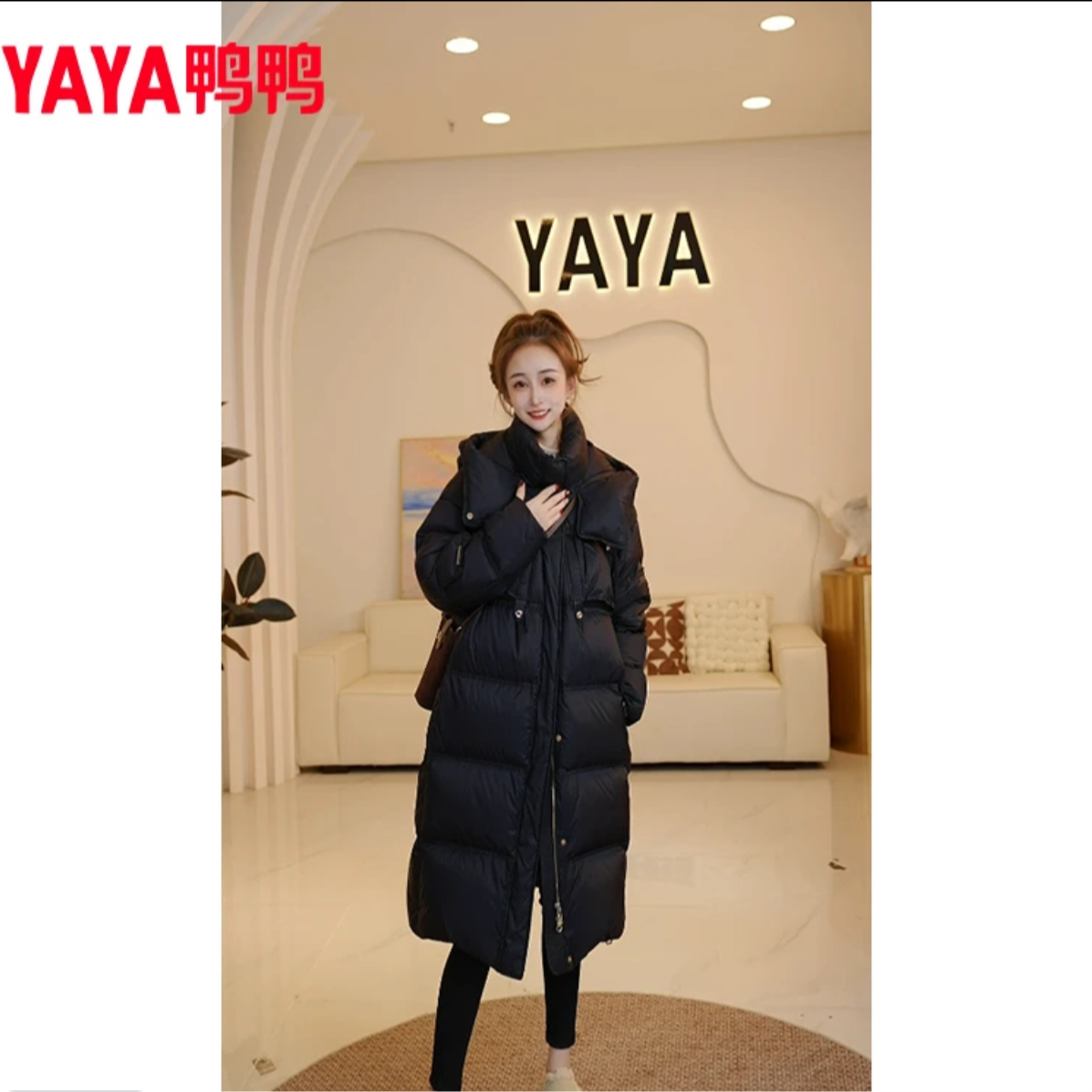 /鸭鸭羽绒服冬季时尚气质收腰显瘦连帽外套保暖