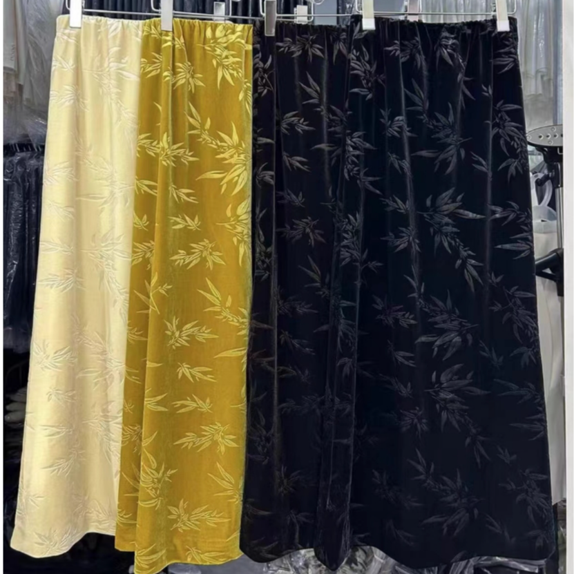 风竹浮花//丝绒秋冬精致显瘦丝绒弹力半裙百搭2024B9109源源2小张