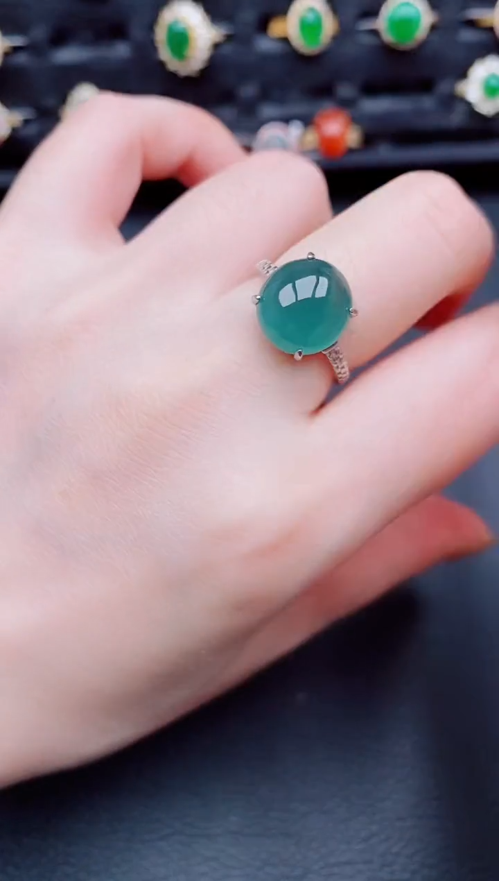 【闪购商品】翡翠戒指银S925镶嵌天然a货翡翠113
