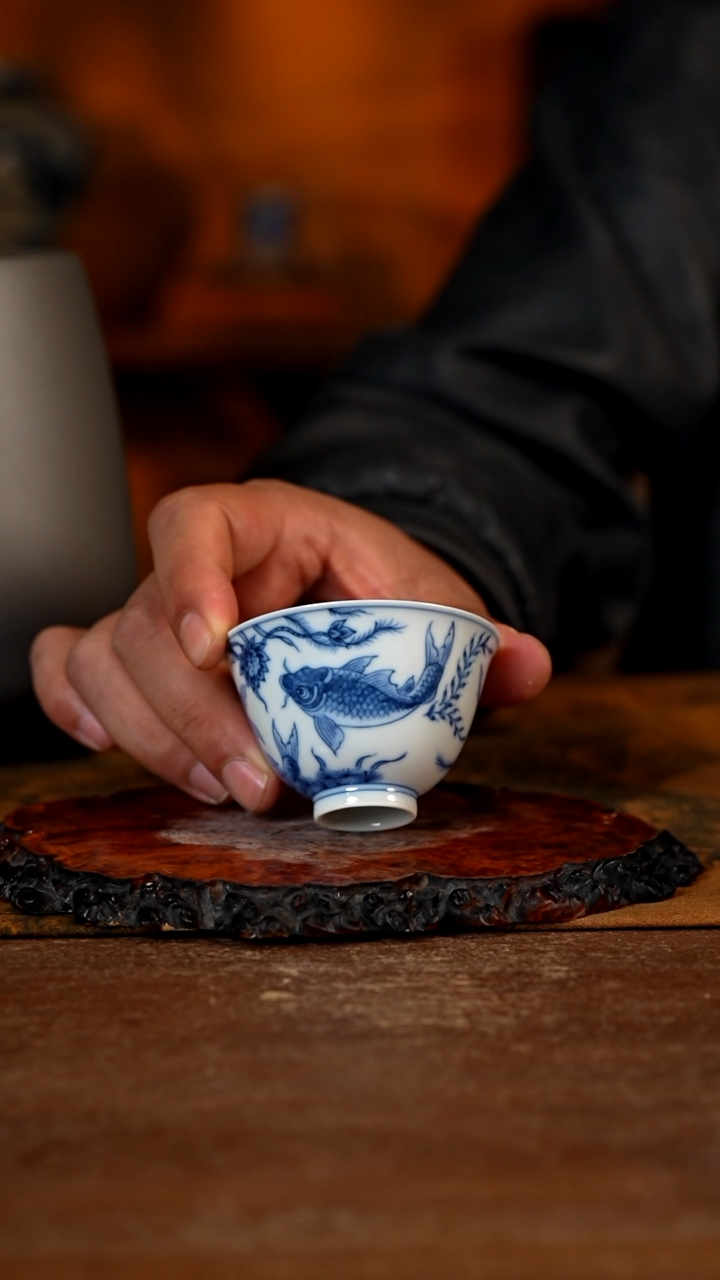 【闪购商品】杯望月怀古 青花鱼藻杯