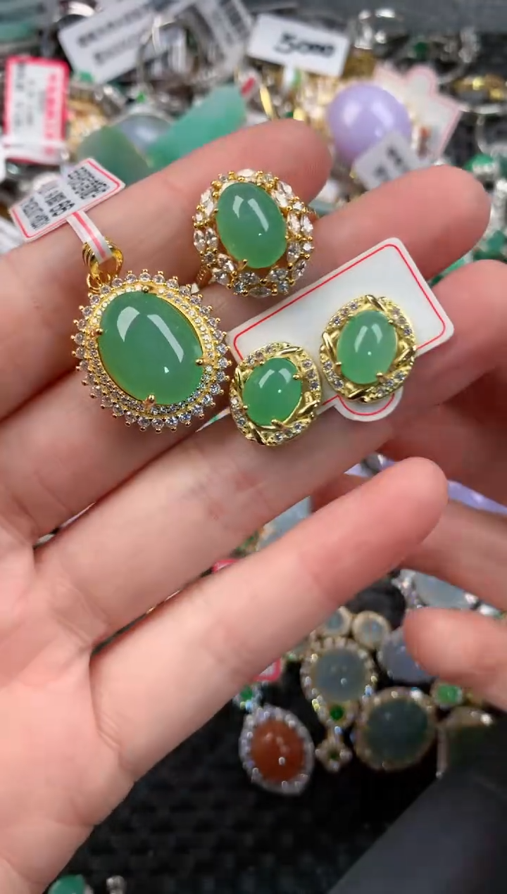 银S925镶嵌戒指翡翠13-13-13     3