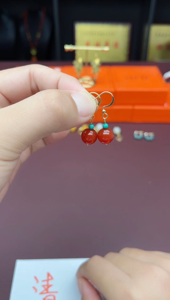 玛瑙/玉髓耳饰银S925镶嵌424000