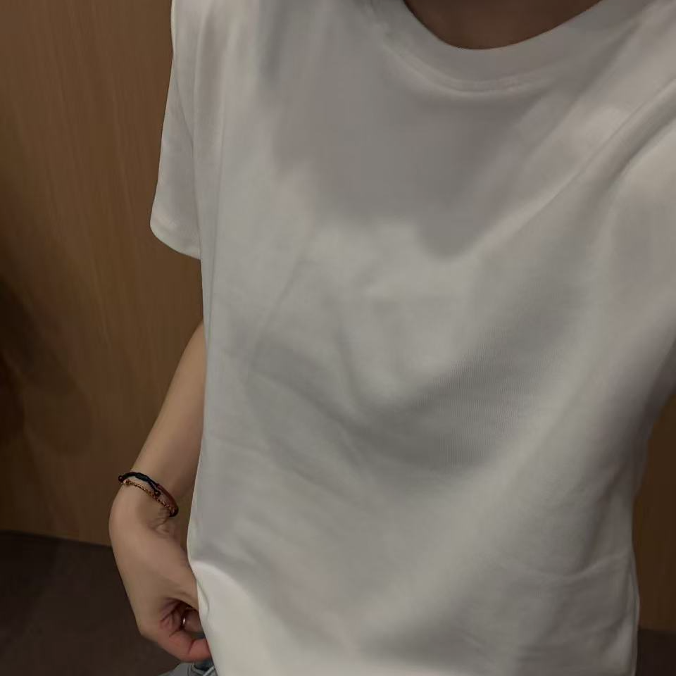 Sevbasks 七七家韩版  白色基础百搭时尚休闲圆领百搭磨毛T恤