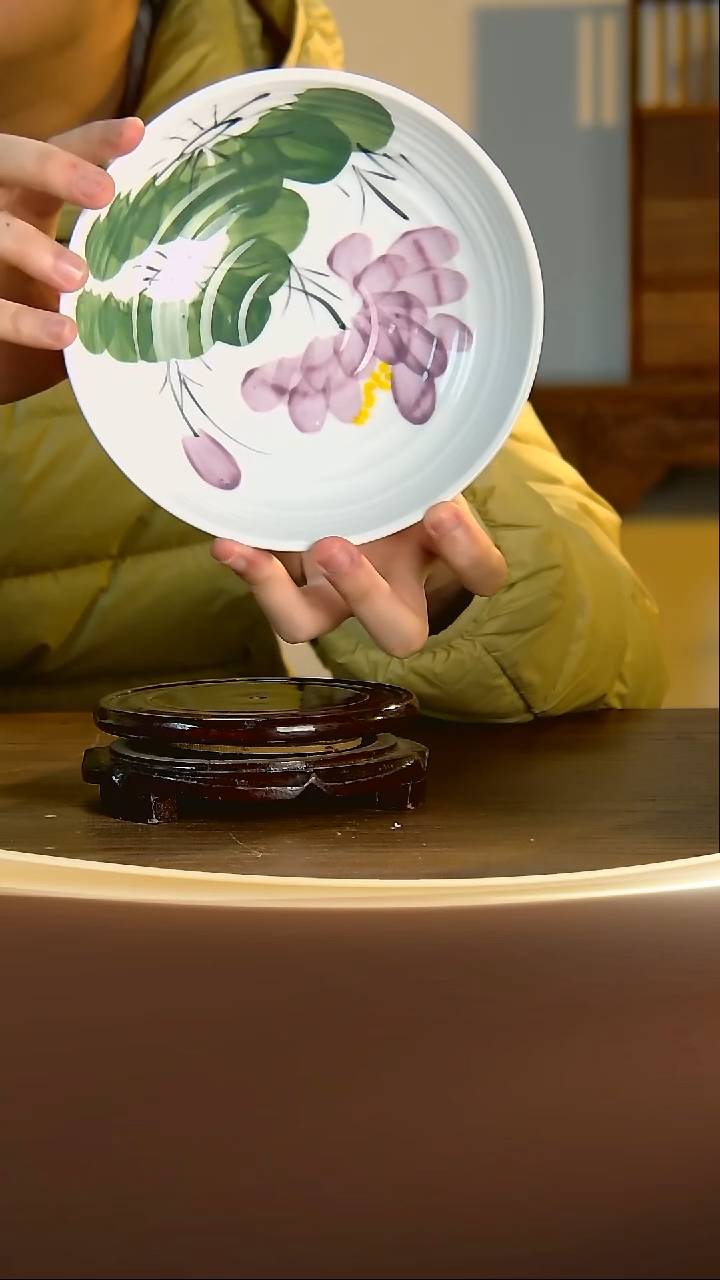 摆件瓷景德镇手绘荷花大碗8