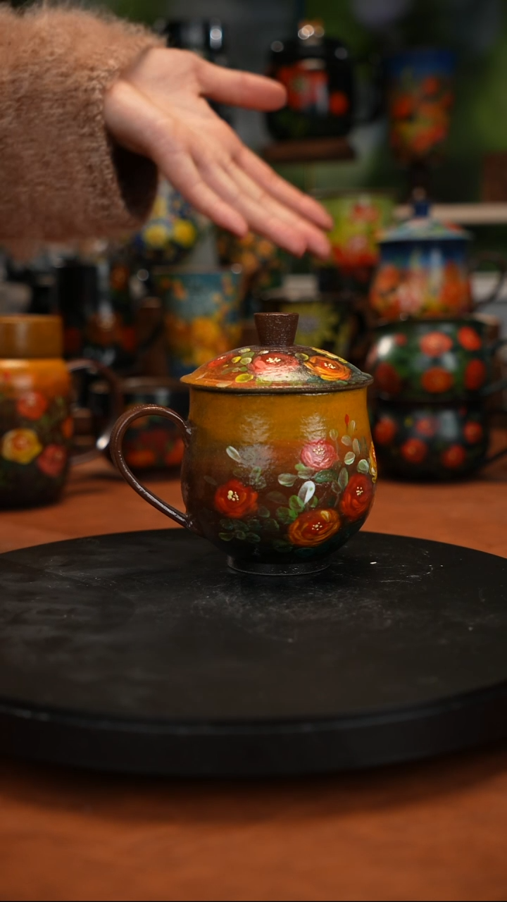 紫砂油画手绘釉下彩
