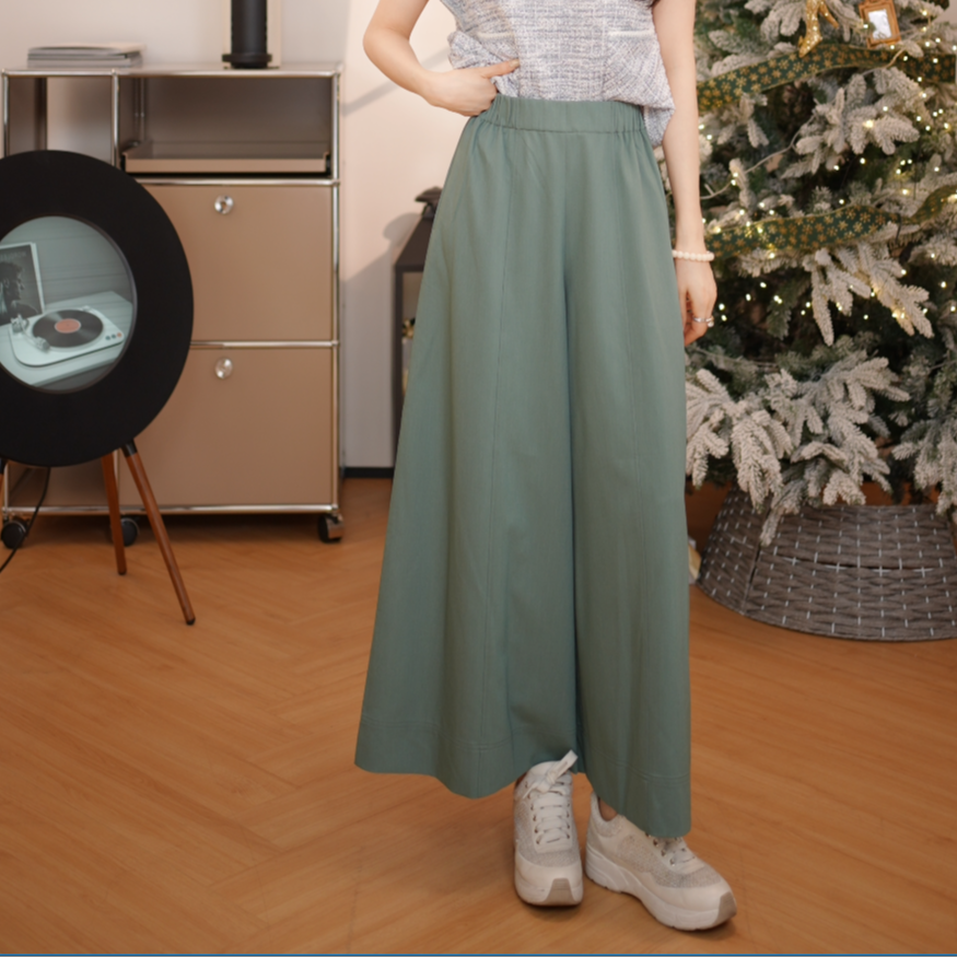 GIRDEAR/哥弟女装春夏新款休闲百搭垂感夏季宽松松紧直筒裤110014