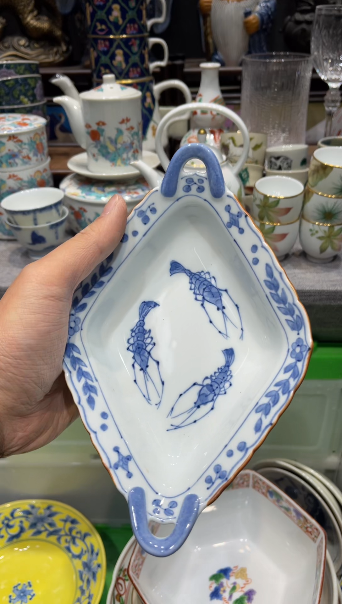 瓷片橘吉河虾菱形钵