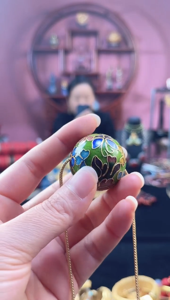 非遗 景泰蓝3.0大珠 银蓝嫩绿