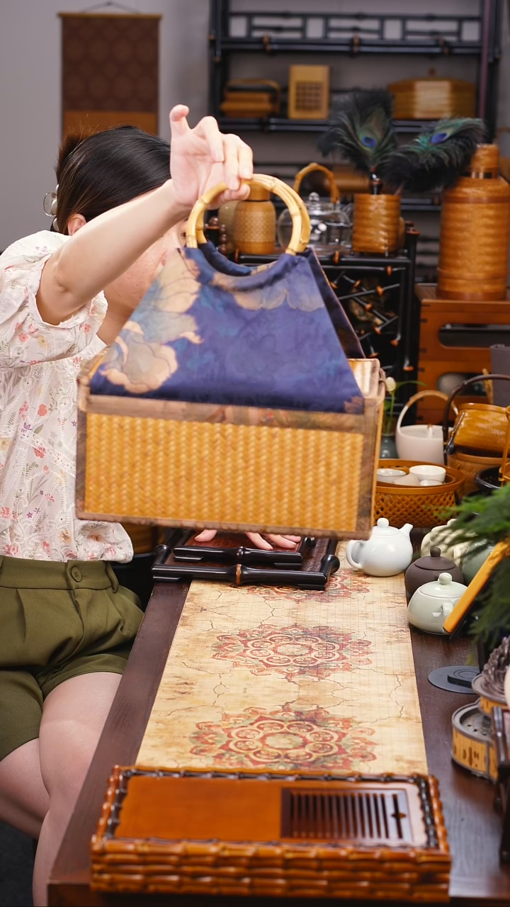 玉兰竹席竹编茶事包