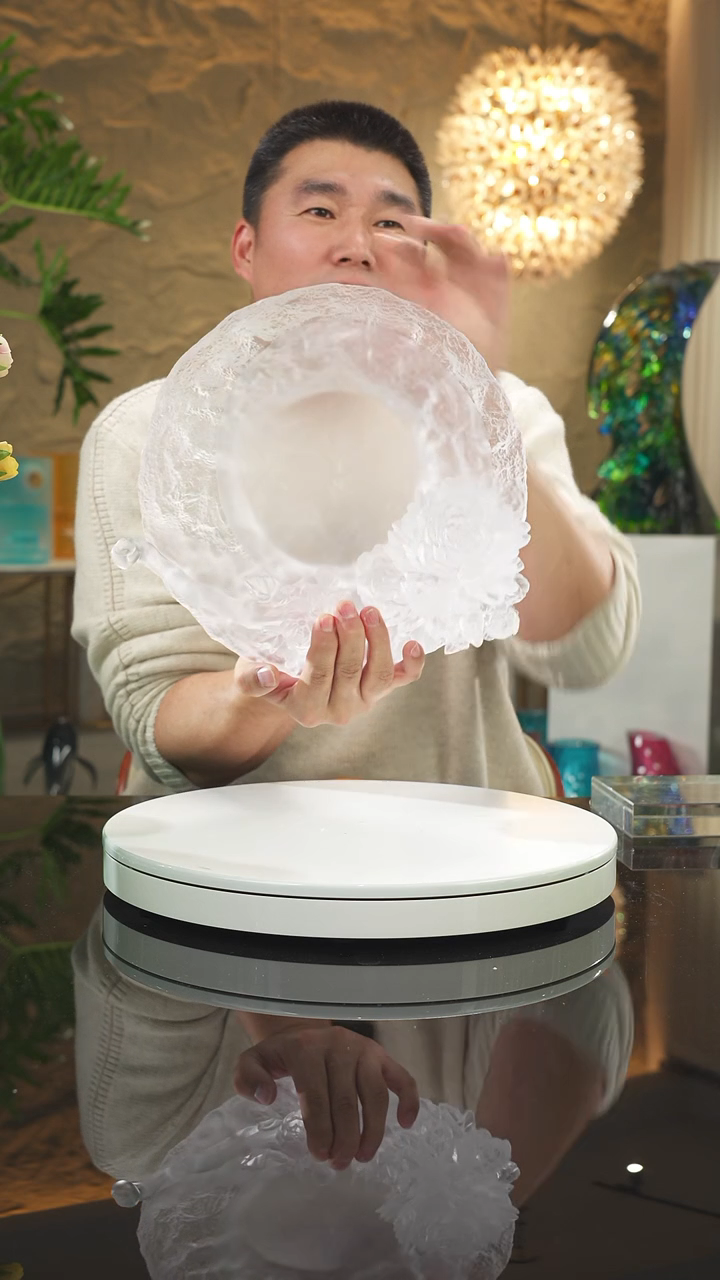 【闪购商品】摆件纯色琉璃牡丹果盘摆件