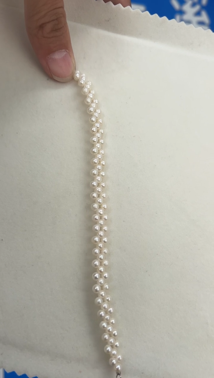 银S925镶嵌手绳淡水珍珠小米珠编制手链