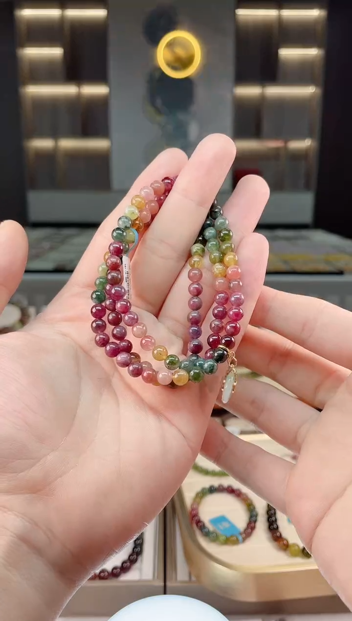 【闪购商品】碧玺三圈手串5mm+未镶嵌（多样性发一条）Y