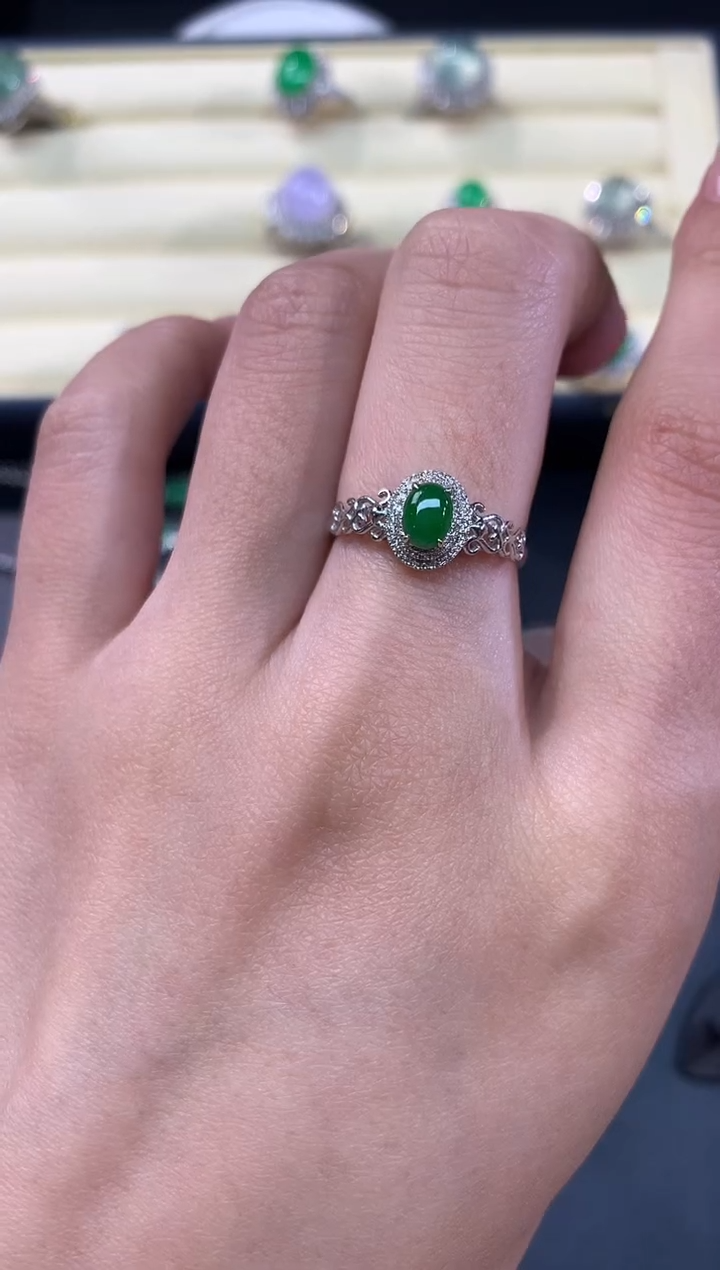 【闪购商品】翡翠戒指18K金镶嵌戒指A300|25500