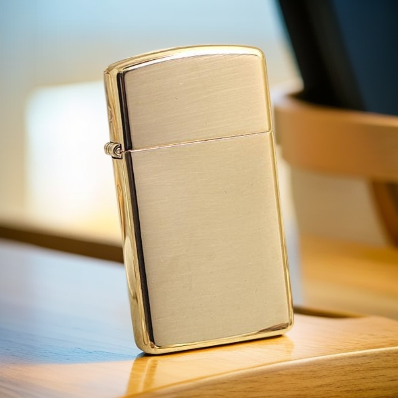 zippo打火机1654B纤巧窄机黄铜光板MBJ1