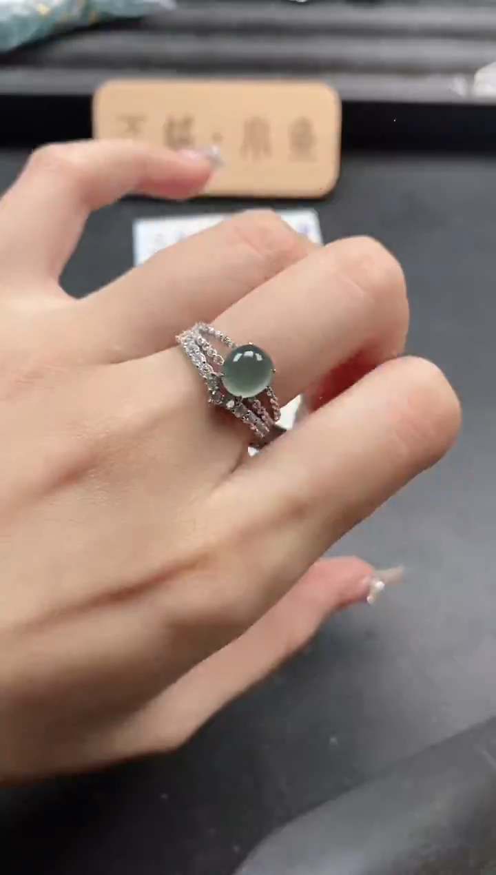 银S925镶嵌戒指翡翠5111