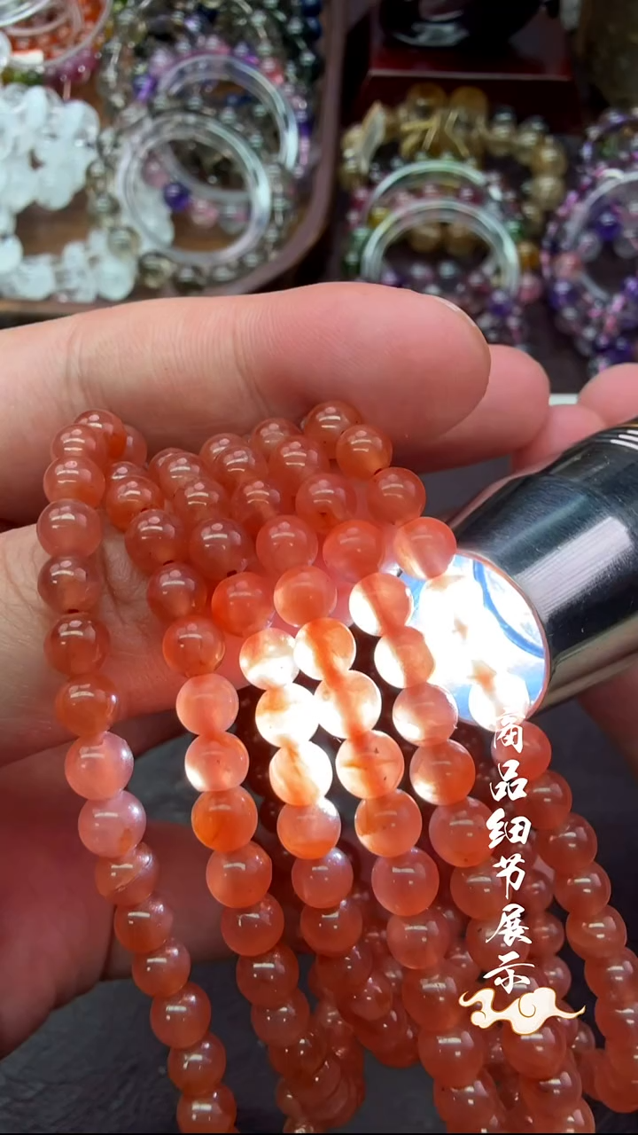 未镶嵌菱锰矿（红纹石）手链07多样性发一