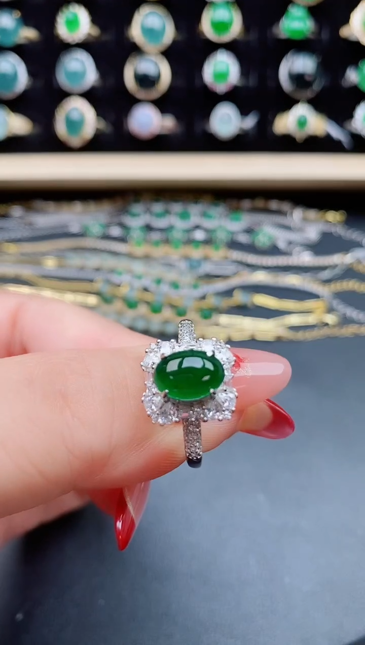 【闪购商品】翡翠戒指银S925镶嵌5085050