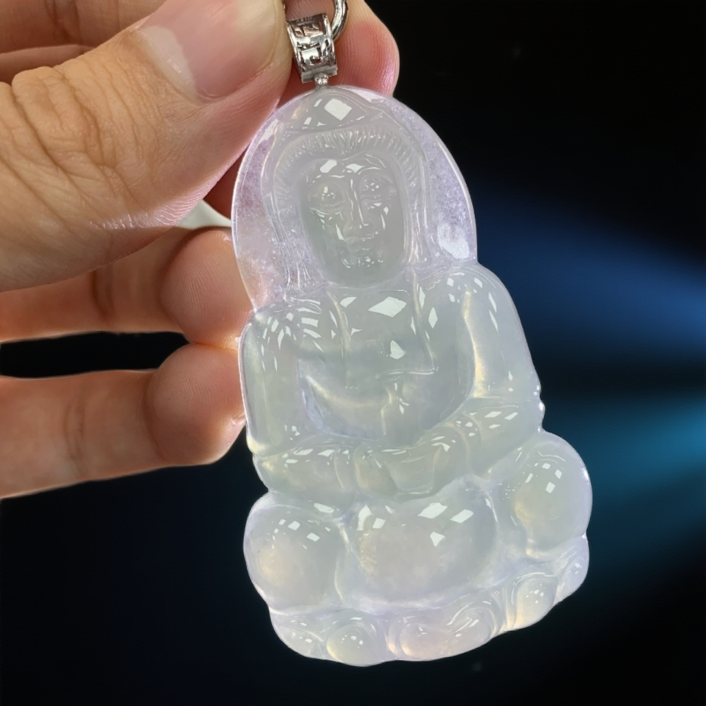 BAQIZHUBAO/八七珠宝天然翡翠金镶正冰大观音 多样性发一件