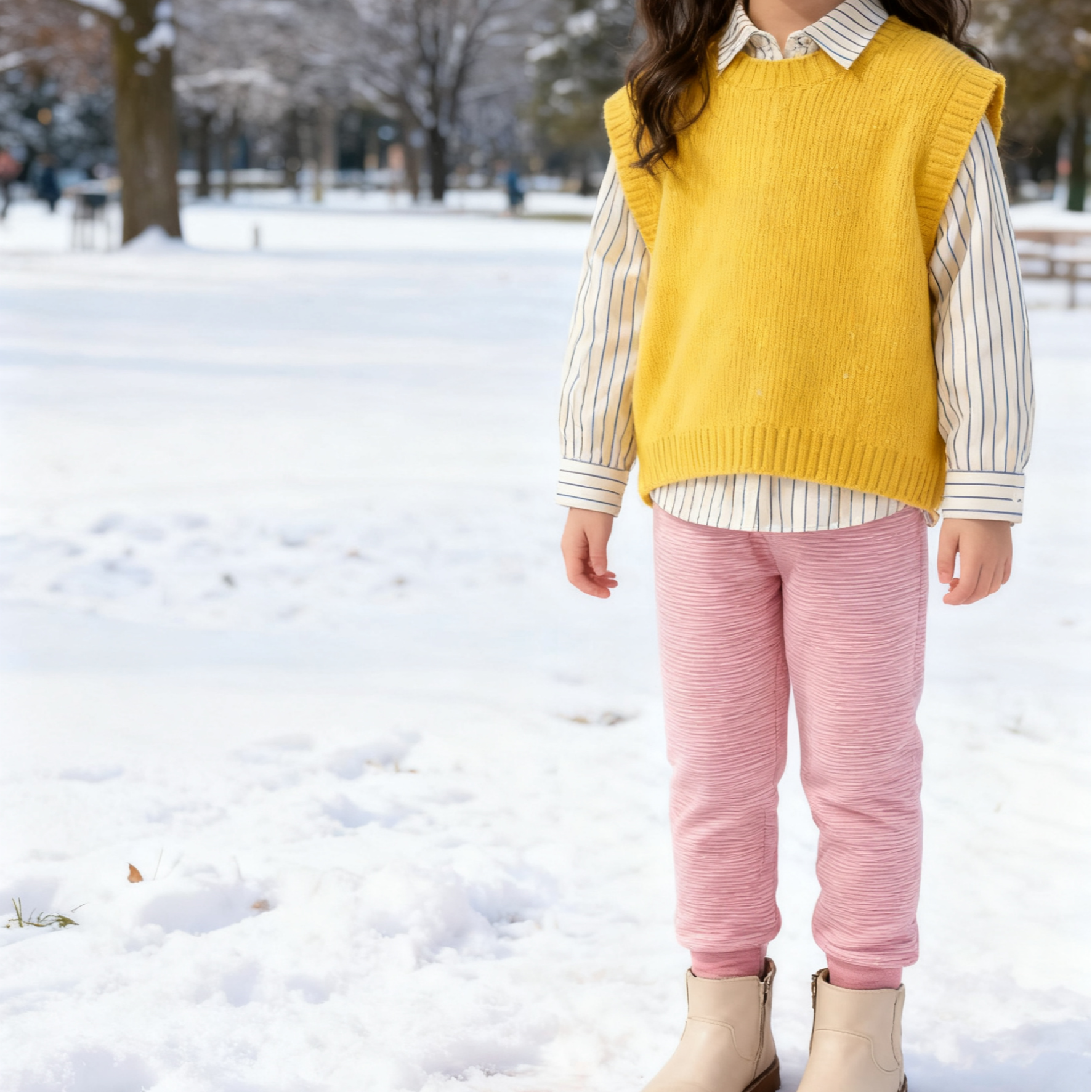 校服神器粉色女孩冬季保暖裤