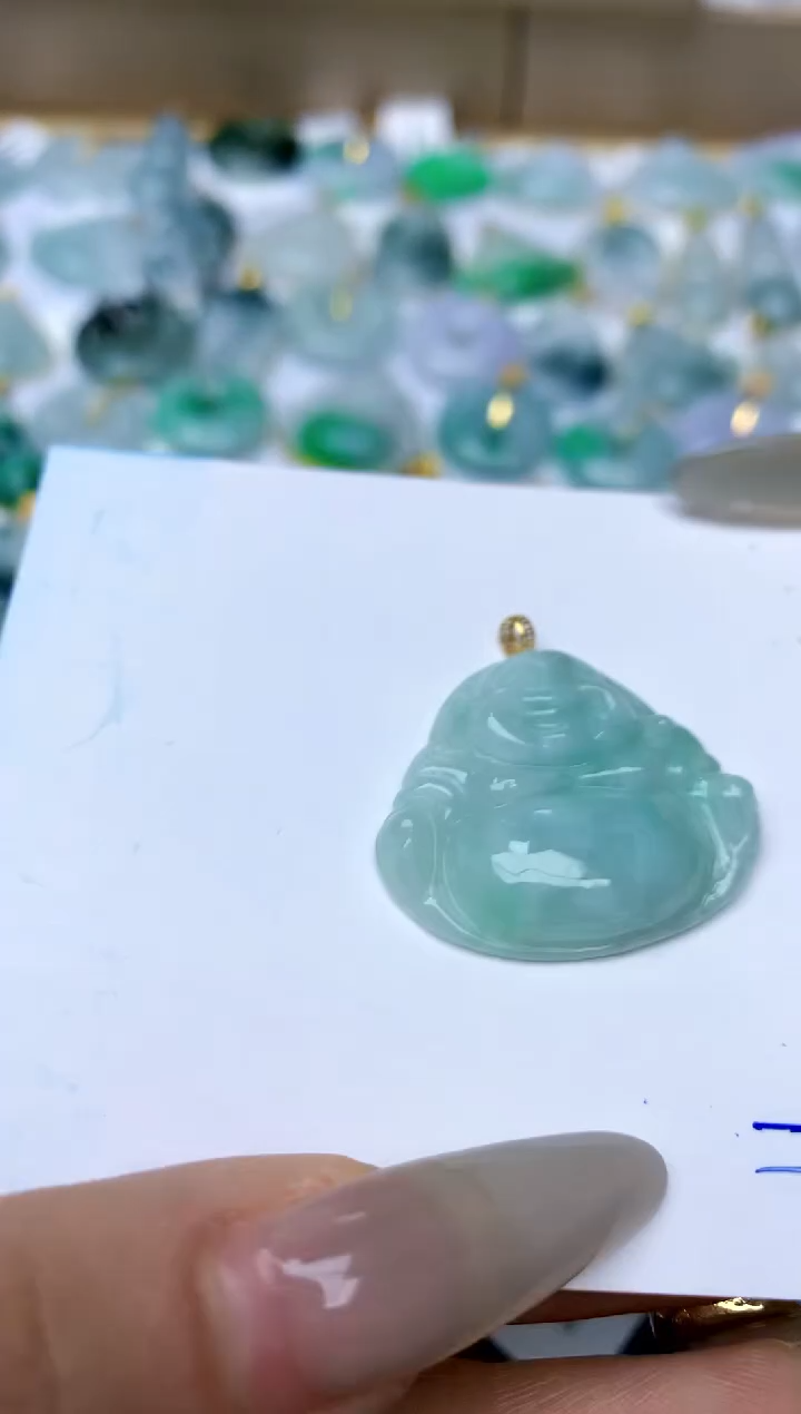 【闪购商品】翡翠颈饰18K金镶嵌天然A货翡翠