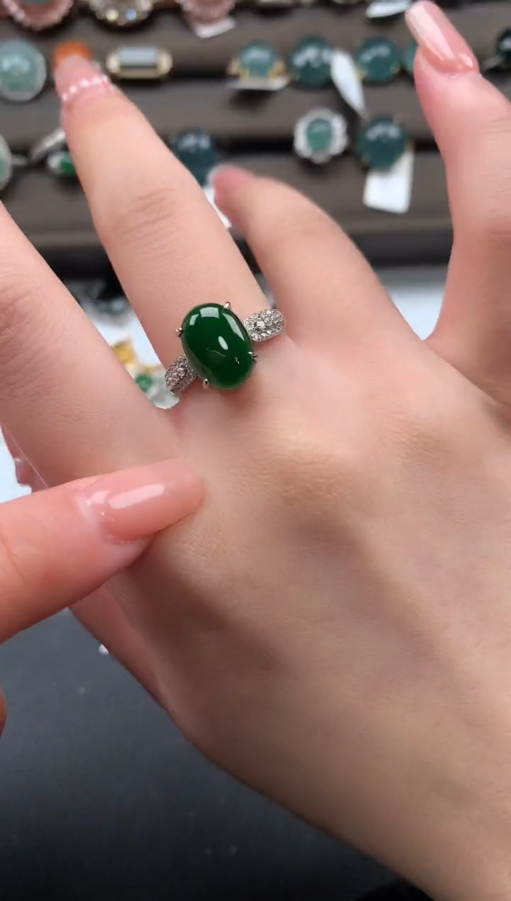 【闪购商品】翡翠戒指银S925镶嵌52141
