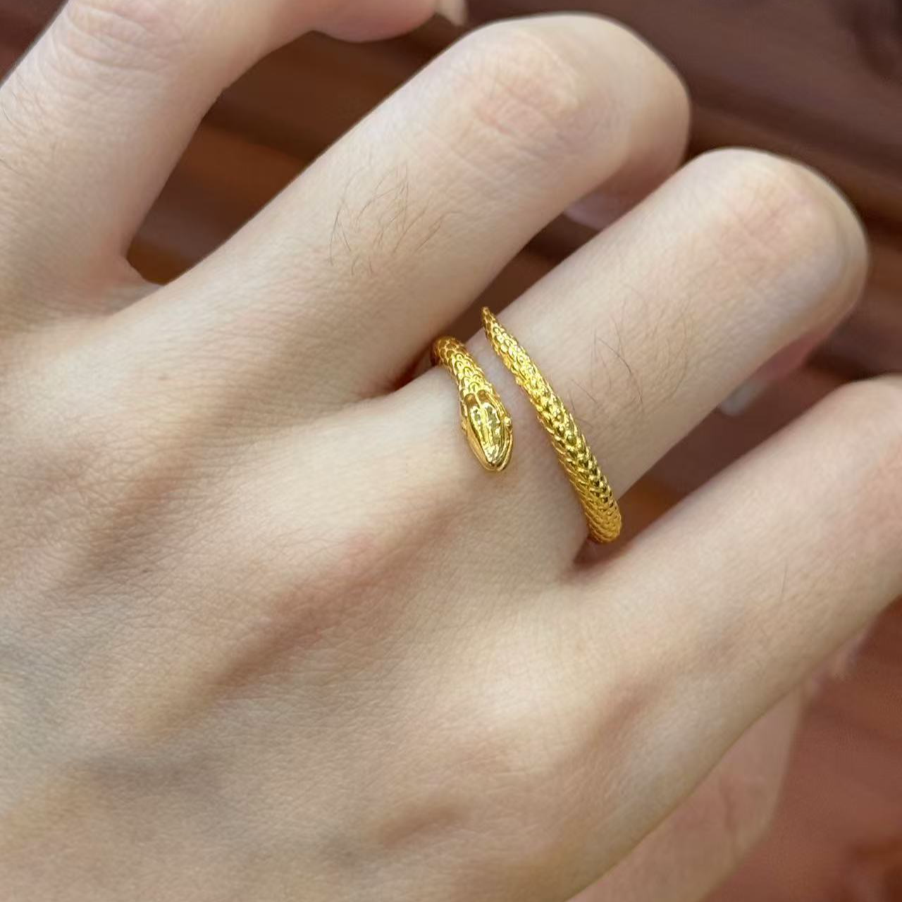 F【灵蛇戒指】足金999，活口，