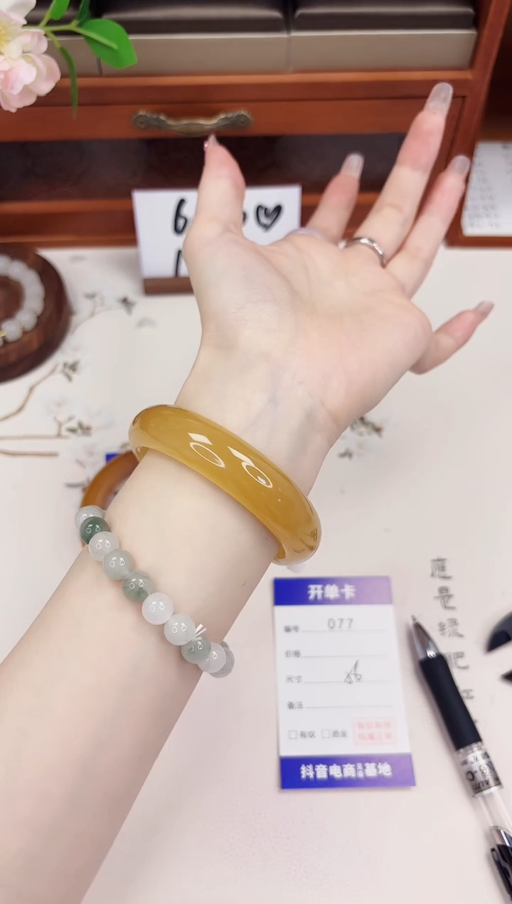 石英质玉手镯未镶嵌77-财气镯-圈口56