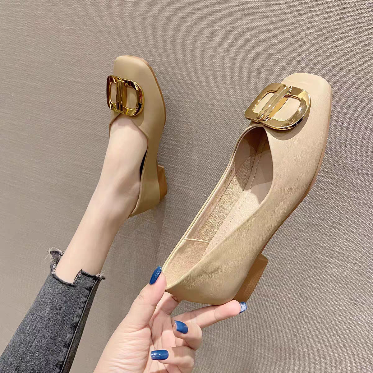 衣源5713#软底软面方头浅口单鞋女2025新款百搭舒适晚风女鞋