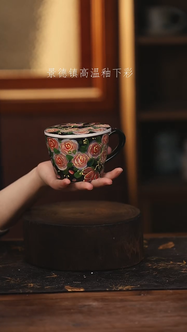 陶瓷景德镇高温釉下手绘陶瓷@L357@