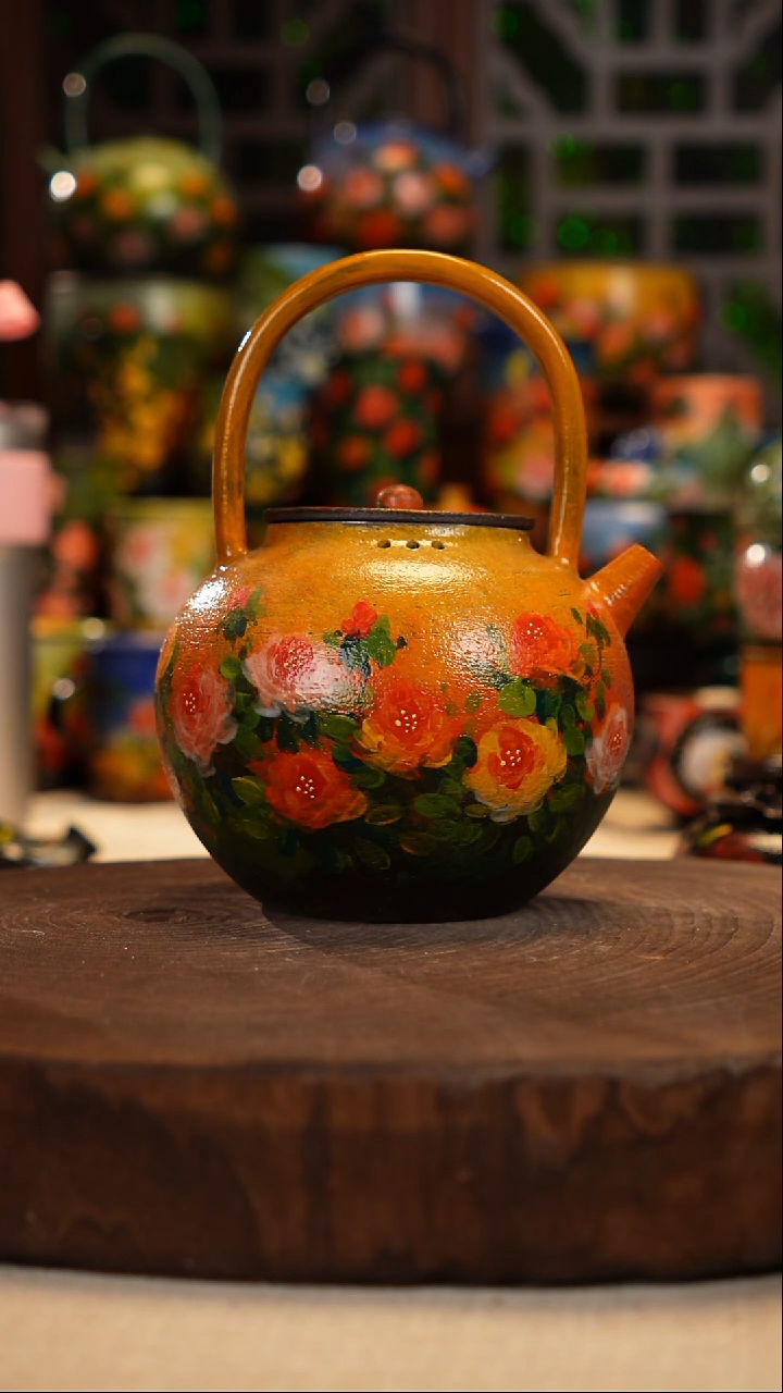 紫砂 油画釉下彩手绘