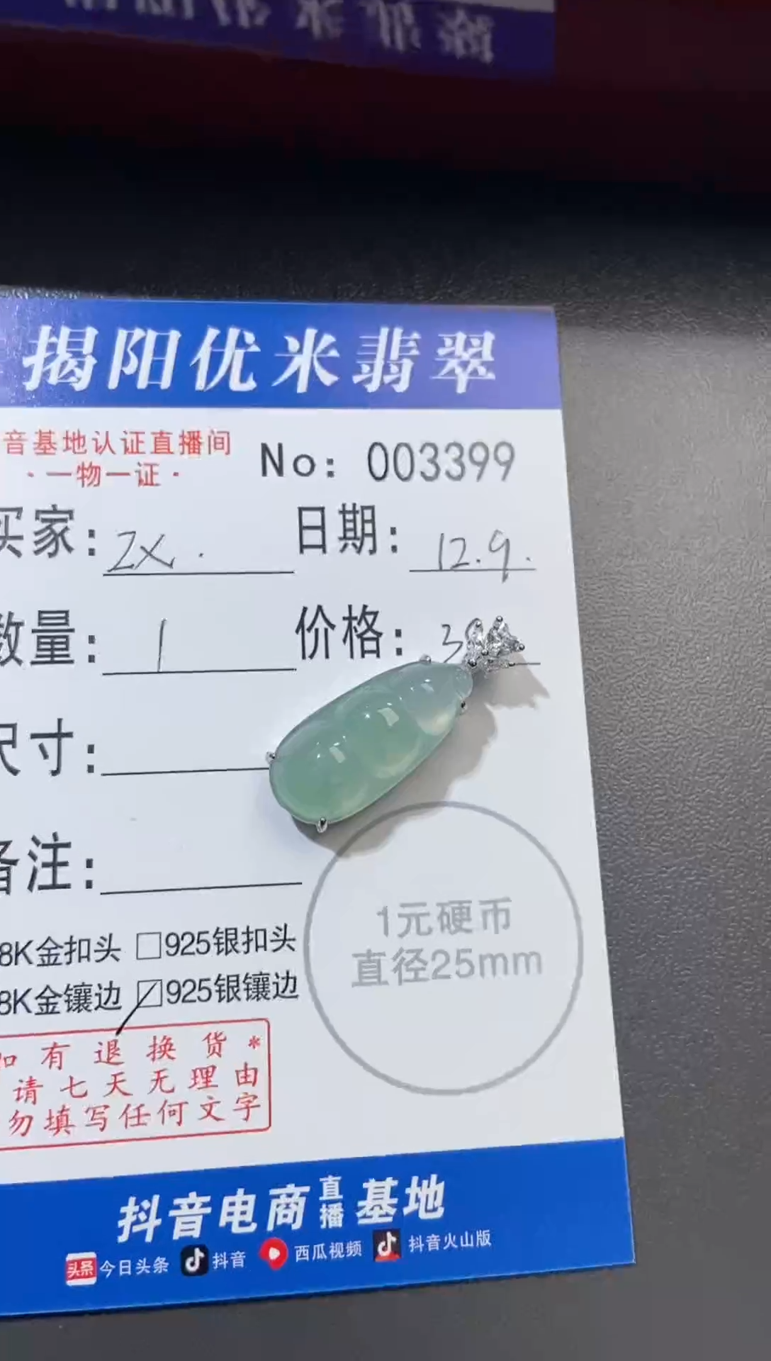 颈饰银S925镶嵌翡翠Z***-银S925镶嵌