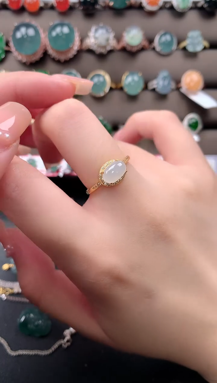 【闪购商品】翡翠戒指银S925镶嵌5214124