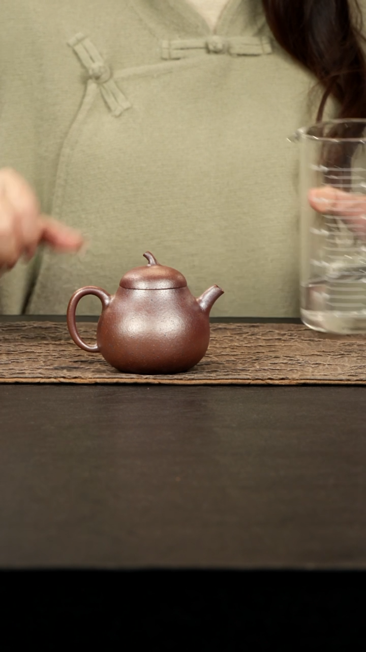 茶壶紫砂柴烧红降坡茄瓜150cc