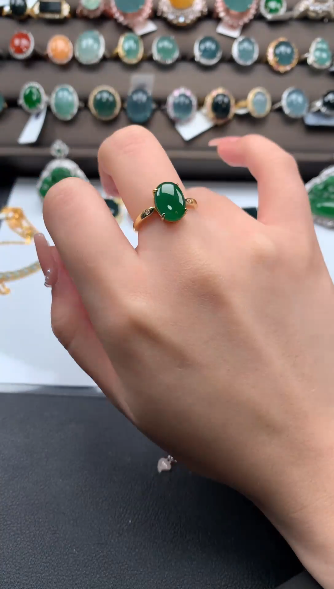 【闪购商品】翡翠戒指银S925镶嵌52141