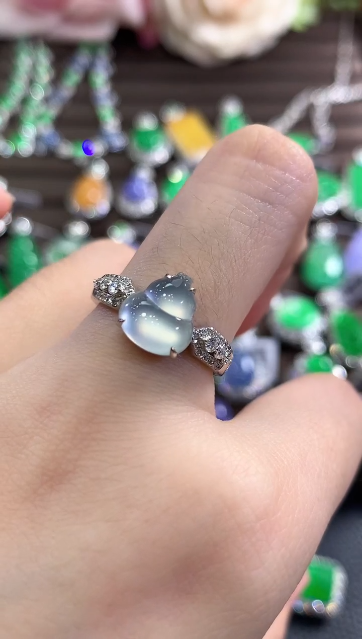 18K金镶嵌戒指翡翠g43 