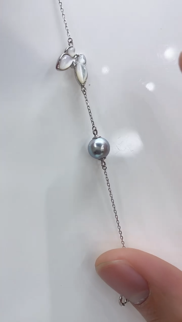 【闪购商品】海水珍珠手链银S925镶嵌海水珍珠手链