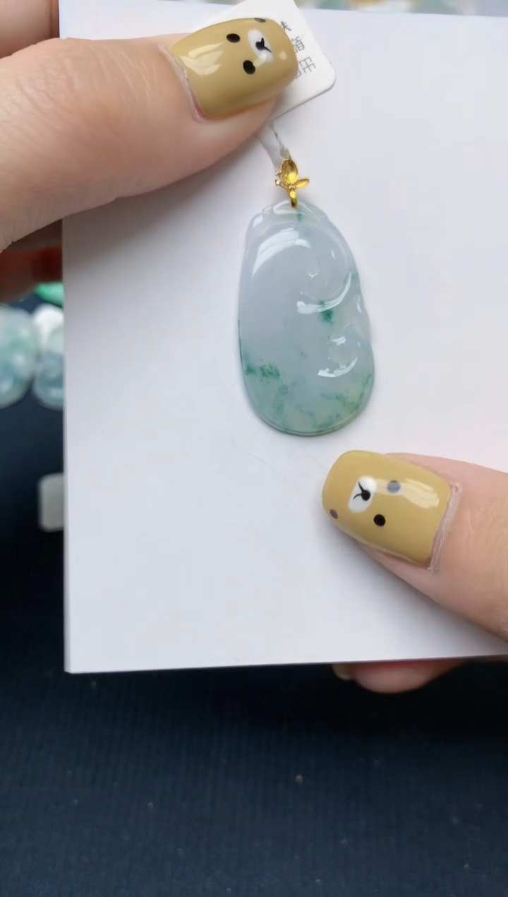 翡翠18K金镶嵌颈饰 天然翡翠A货