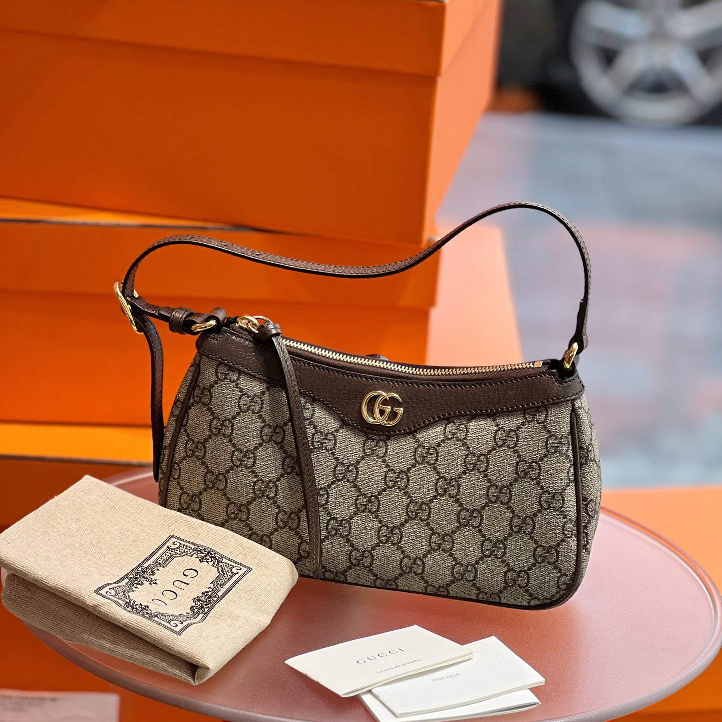 95新 GUCCI/古驰 Ophidia老花麻将单肩包/公11000/155541
