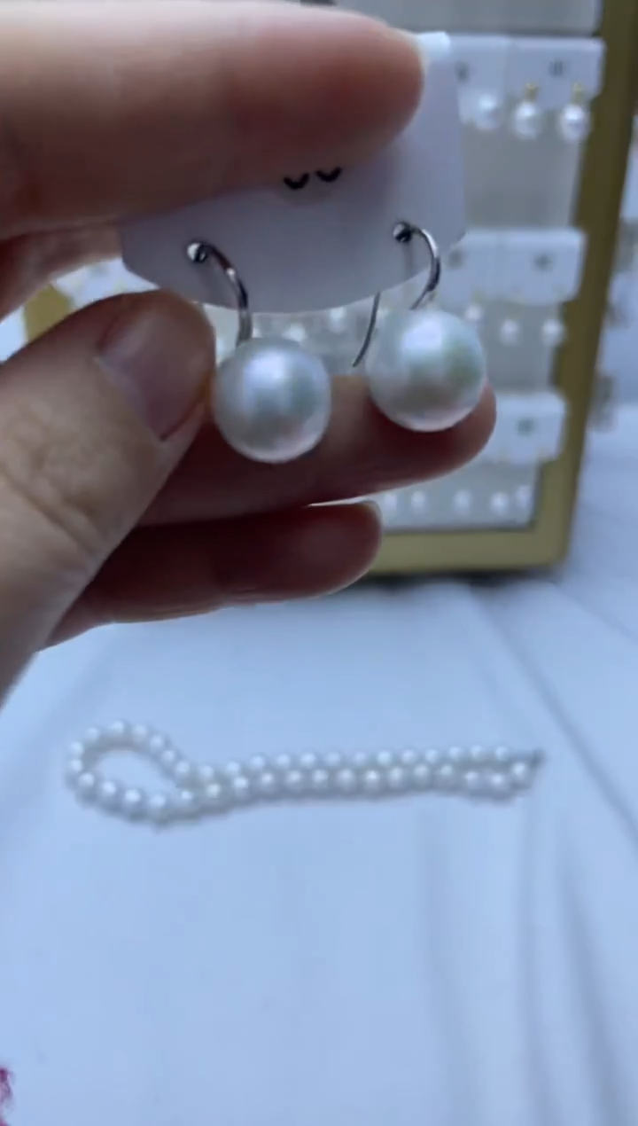银S925镶嵌耳饰淡水珍珠12-13
