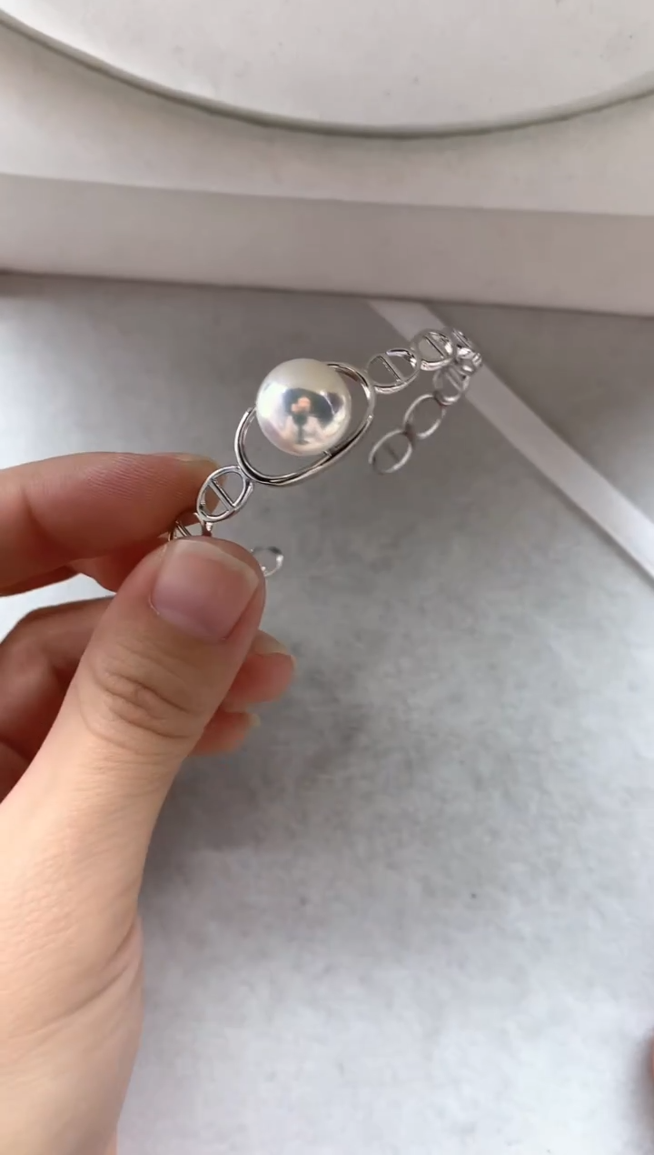 银S925镶嵌手镯淡水珍珠1
