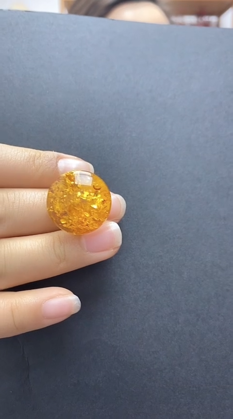【闪购商品】琥珀裸石银S925镶嵌花珀戒指