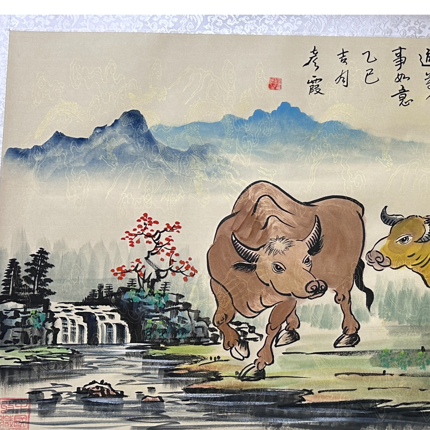 李彦霞作品 《五牛图》 小六尺。