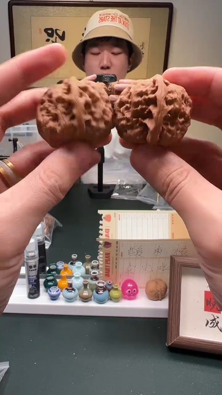 把件文玩核桃39mm+野狼 1对 36号